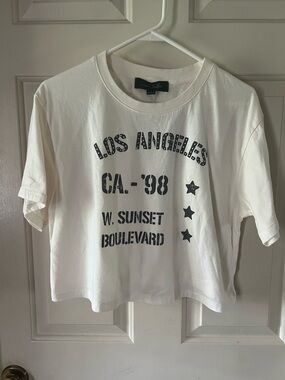 Los Angeles Graphic Crop Tee - White with Black Print